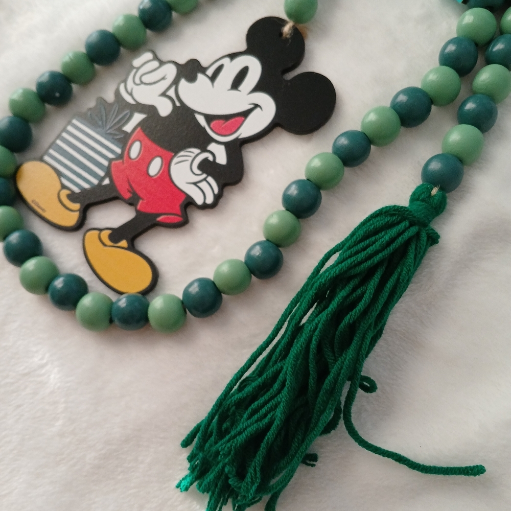 Mickey Mouse Wood Bead Christmas Garland Holiday Decoration 41 inch long. - Picture 2 of 6